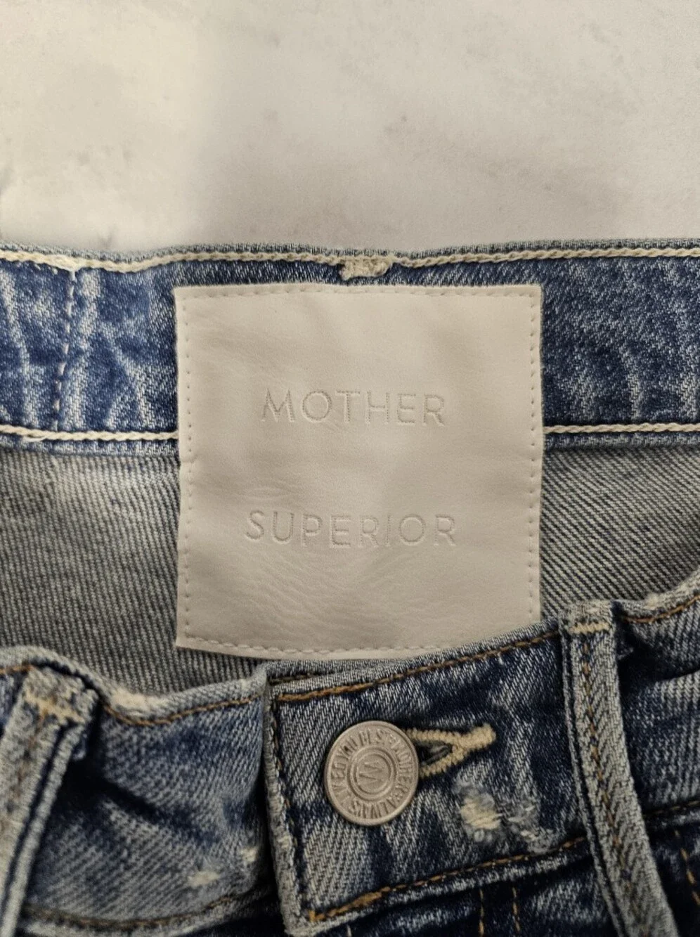 MOTHER The Insider Crop Step Fray‎ Distressed High Straight Leg Blue Jeans 24